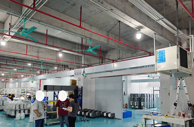 智能飲水機生產(chǎn)車間崗位降溫用工業(yè)蒸發(fā)冷省電空調(diào)臥式管道機