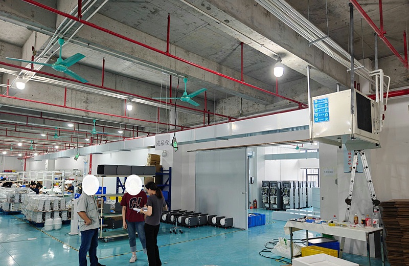 智能飲水機生產(chǎn)車間崗位降溫用工業(yè)蒸發(fā)冷省電空調(diào)臥式管道機