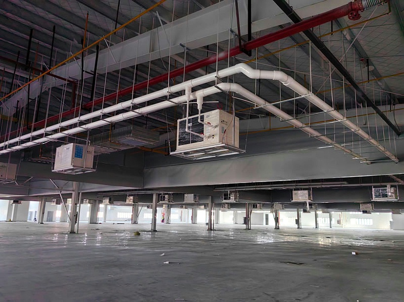 大型制衣廠降溫空調安裝工業水冷式蒸發空調-臥式軸流機