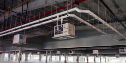 大型制衣廠降溫空調安裝工業水冷式蒸發空調-臥式軸流機