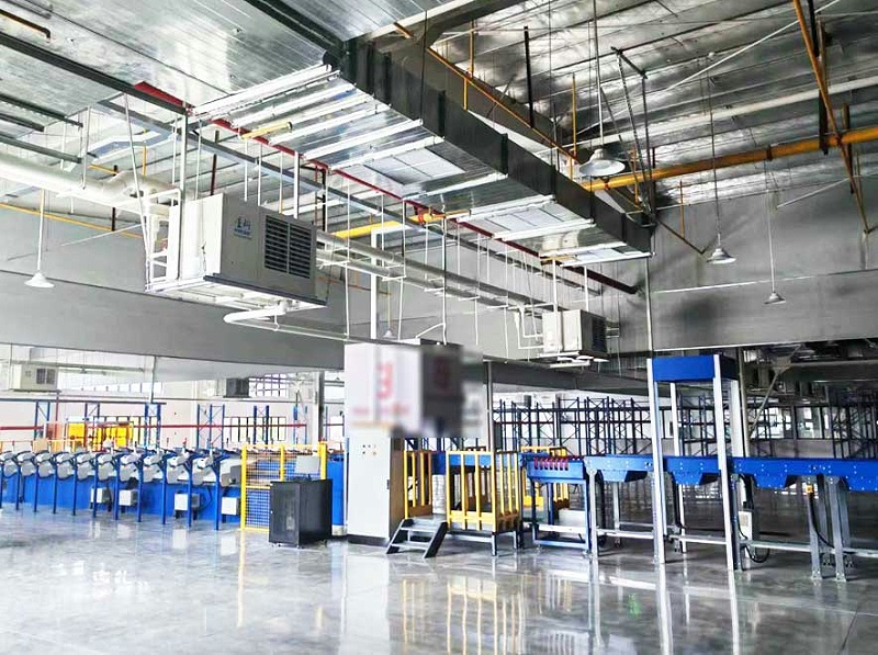 服裝廠制冷降溫，安裝星科蒸發(fā)冷省電空調(diào)-臥式軸流